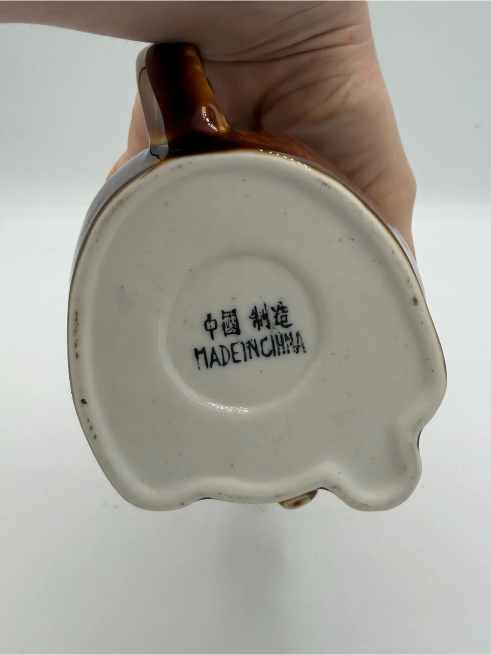 VTG Katoomie Lucky Cat Kitten Brown Glazed Porcelain Teapot Paw Spout China